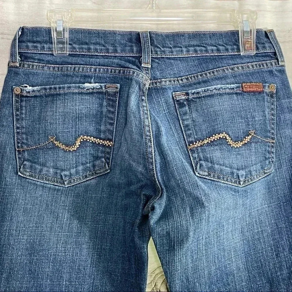 7 For All Mankind Raw Cuffs Blue Jeans Sz 29 - Picture 3 of 15
